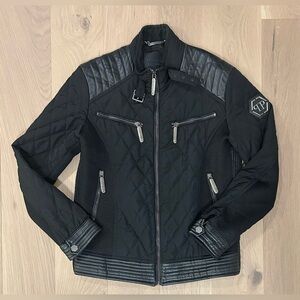 Philipp Plein Full Zip Quilted Biker Jacket